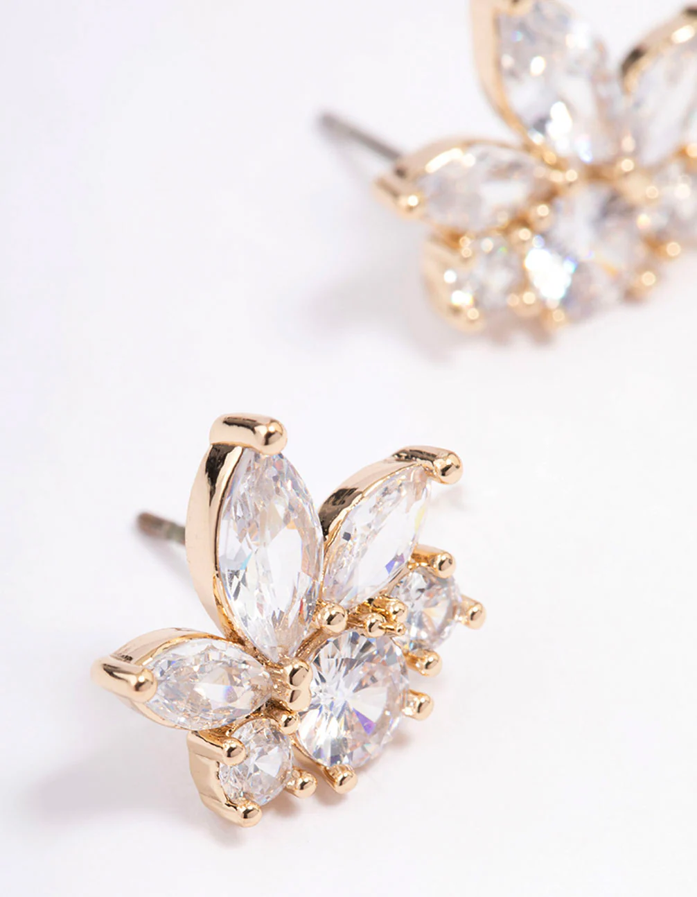Gold Lotus Stud Earrings - Image 2