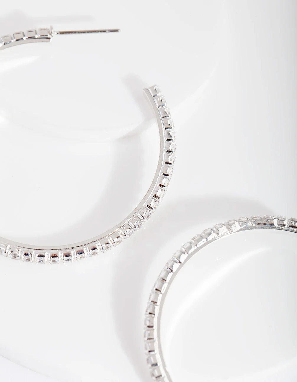 Silver Cubic Zirconia 45mm Hoop Earrings - Image 3