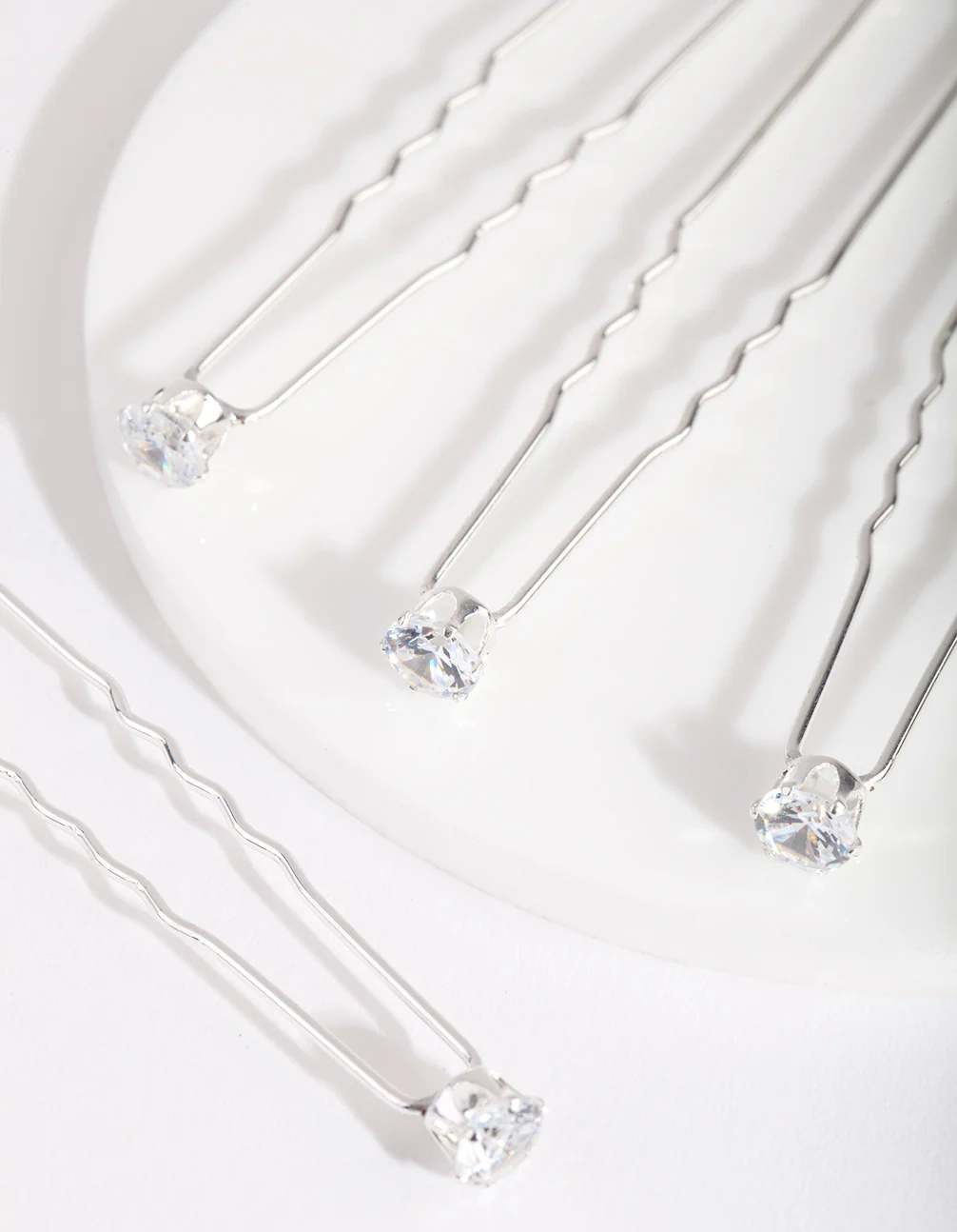 Silver Cubic Zirconia Crystal Hair Pins 4-Pack - Image 2