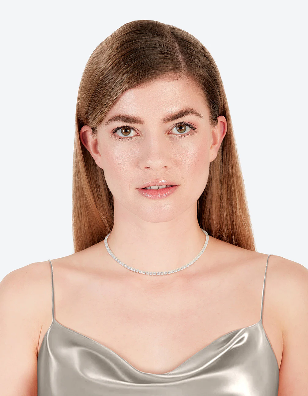Silver Cubic Zirconia Earrings & Tennis Necklace Set - Image 3