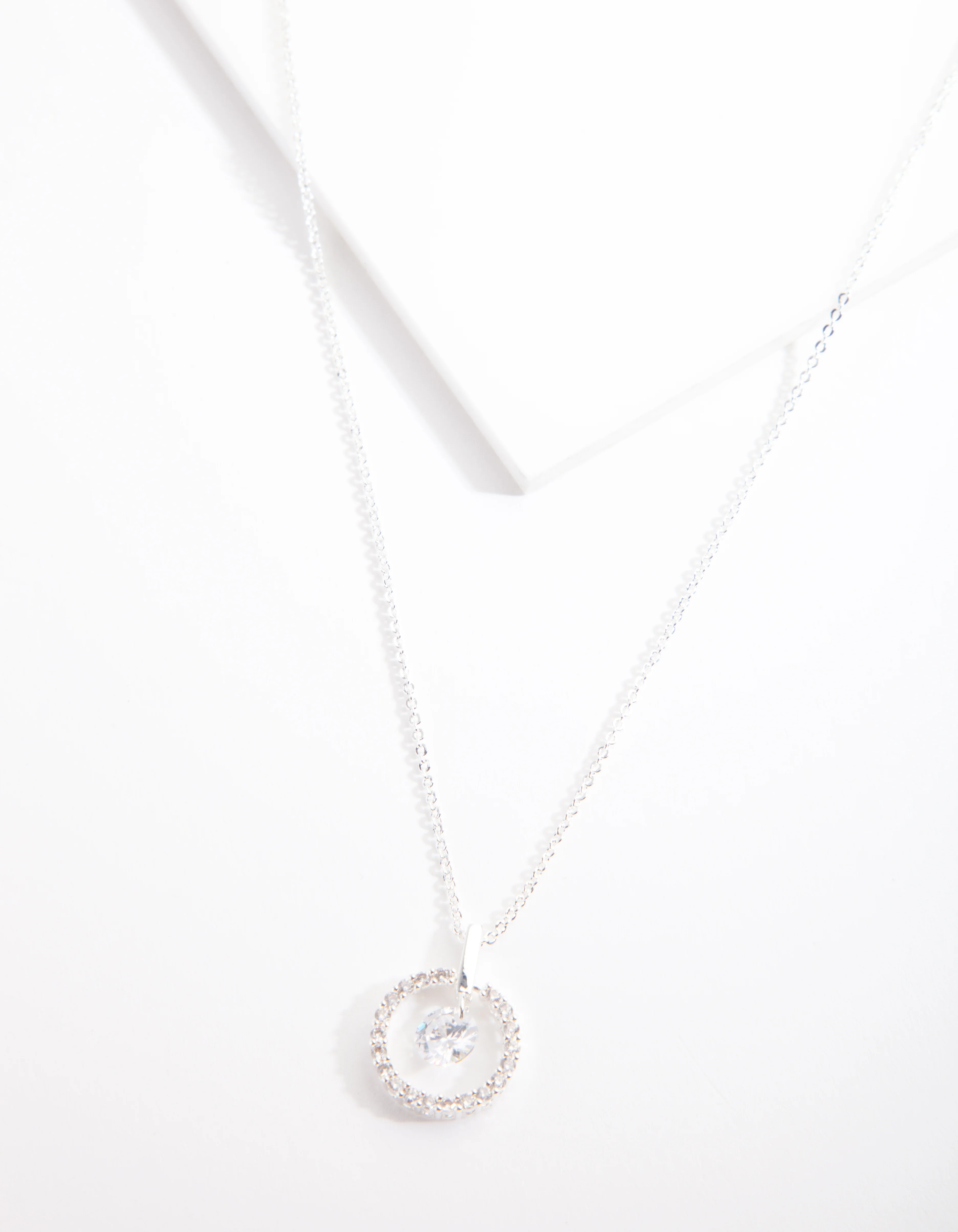 Cubic Zirconia Silver Open Circle Necklace - Image 2
