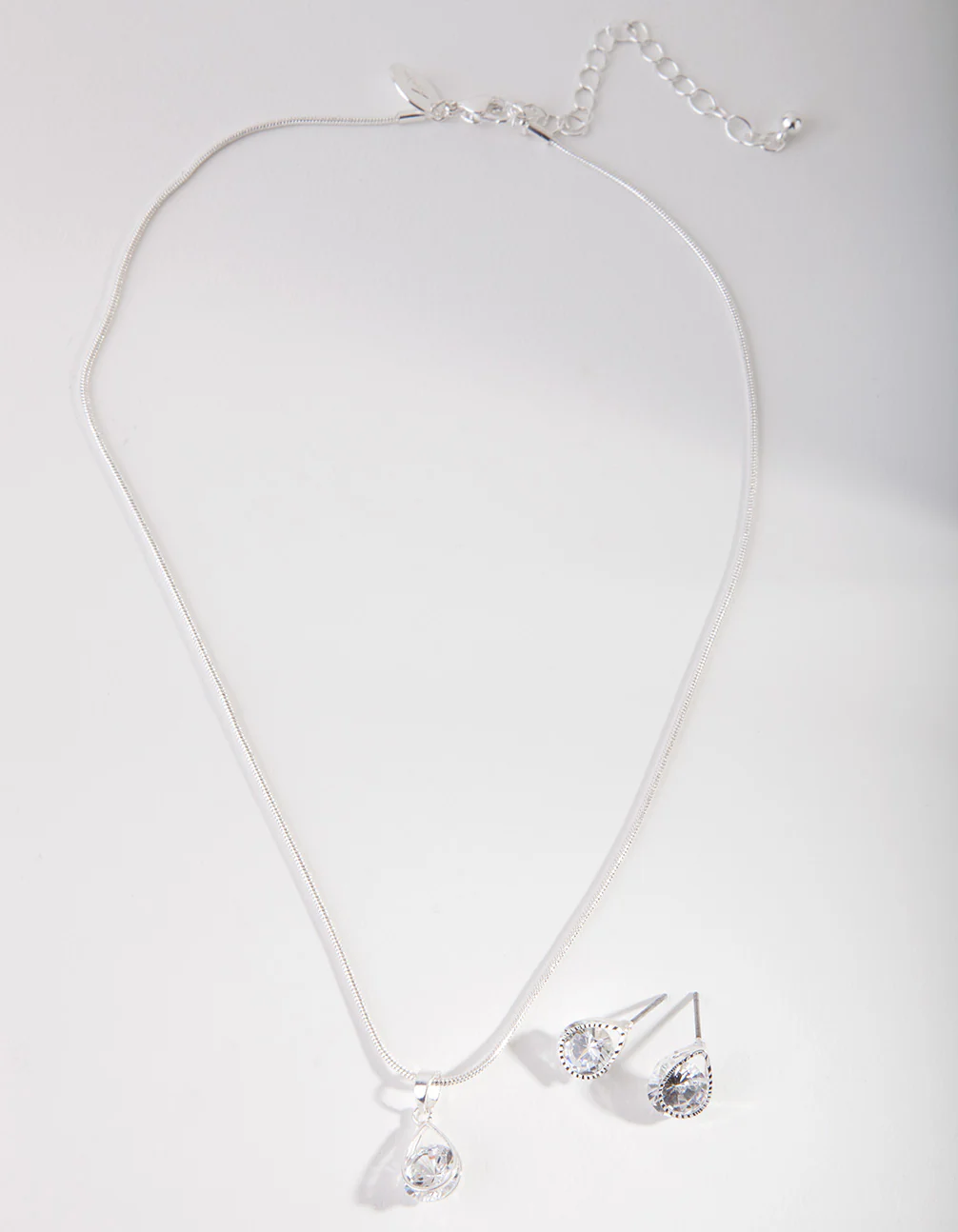Silver Cubic Zirconia Teardrop Jewellery Set - Image 2