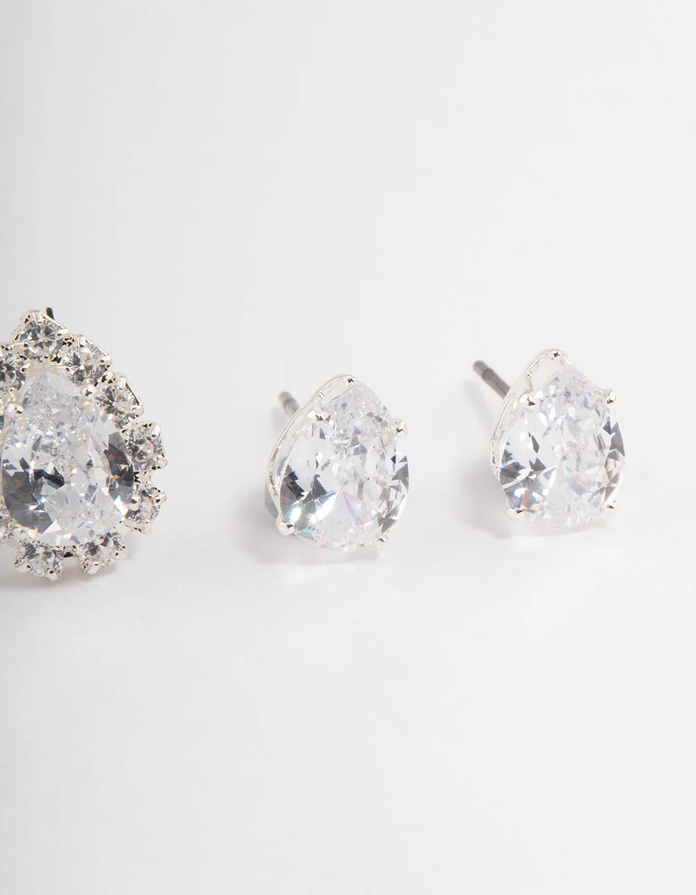 Silver Fancy Cubic Zirconia Pear Earrings Pack - Image 3