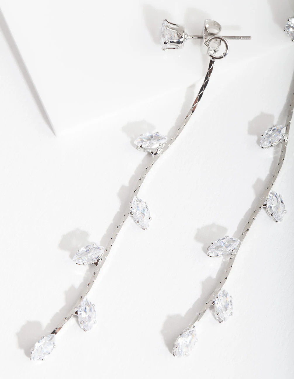 Cubic Zirconia Floral String Earrings - Image 2