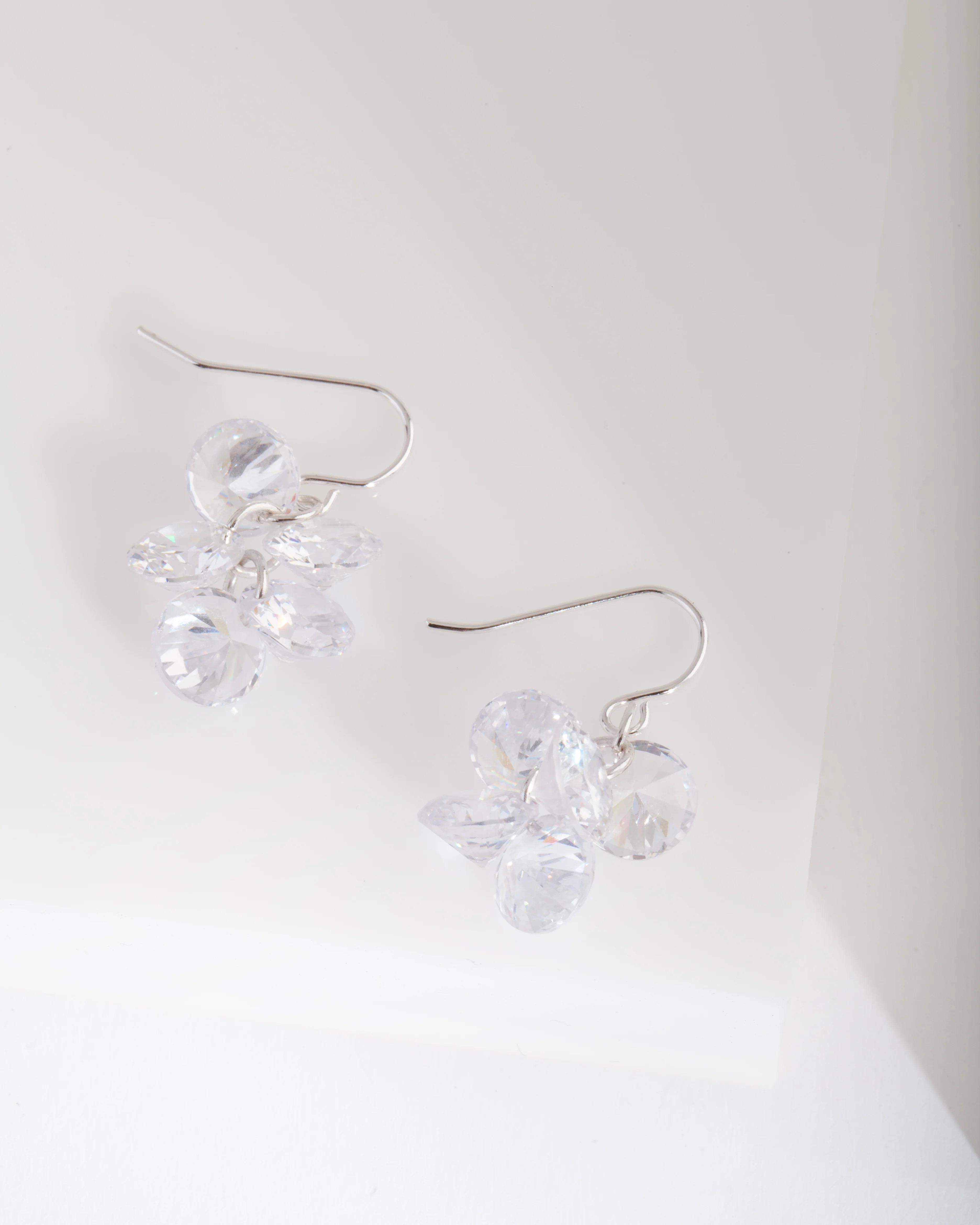 Silver Cubic Zirconia Cluster Earrings - Image 2