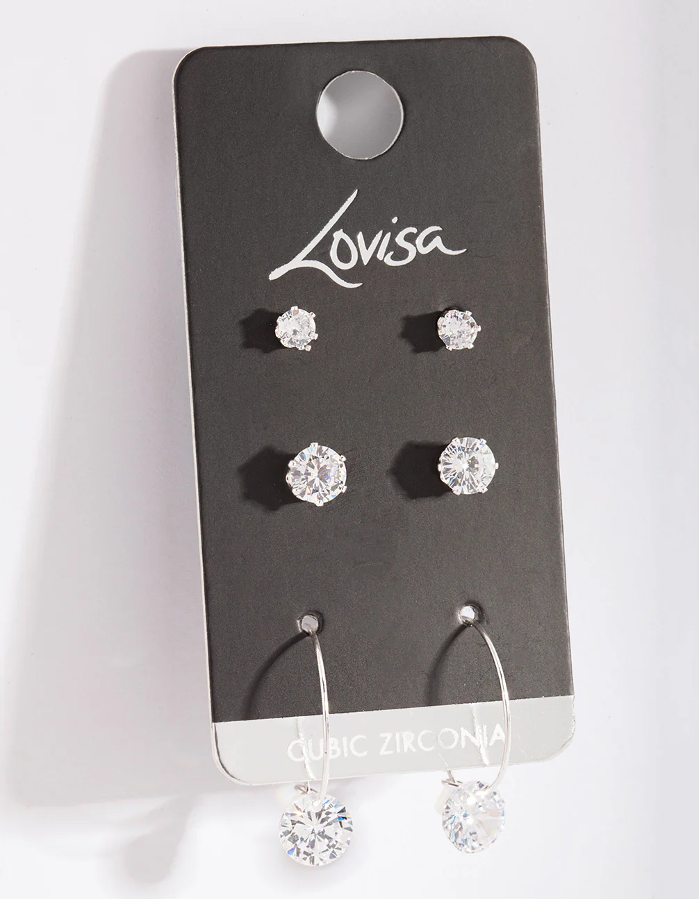Silver Cubic Zirconia Stud & Hoop Diamante Earring Pack - Image 2