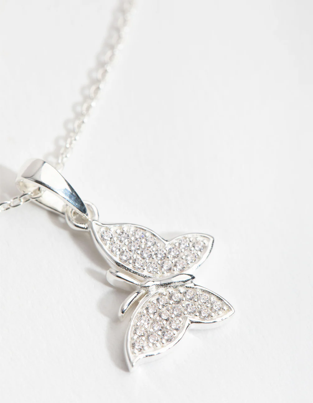 Sterling Cubic Zirconia Pave Butterfly Necklace - Image 3