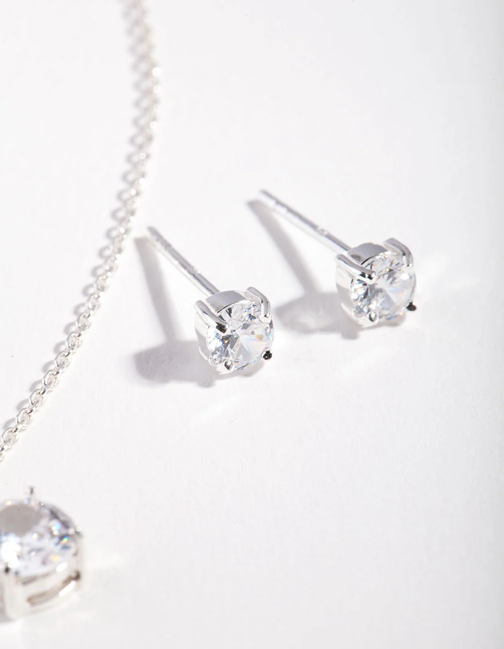 Sterling Silver Crystal Stone Necklace & Earrings Set Gift Box - Image 3