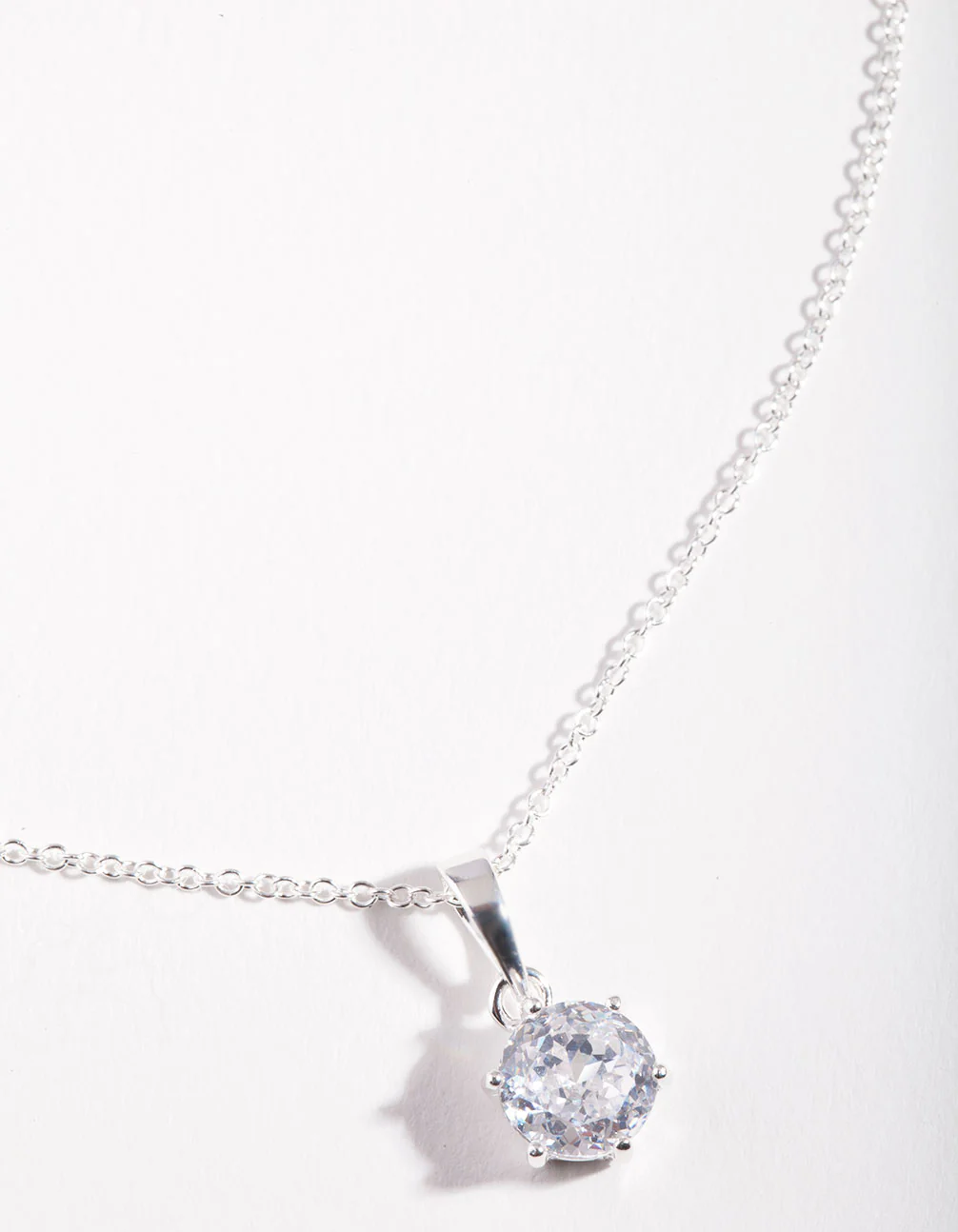 Sterling Silver Cubic Zirconia 100 Facet 6 Claw Necklace - Image 2