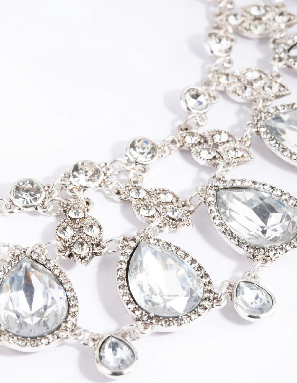 Antique Silver Diamante Ribbon Necklace - Image 3
