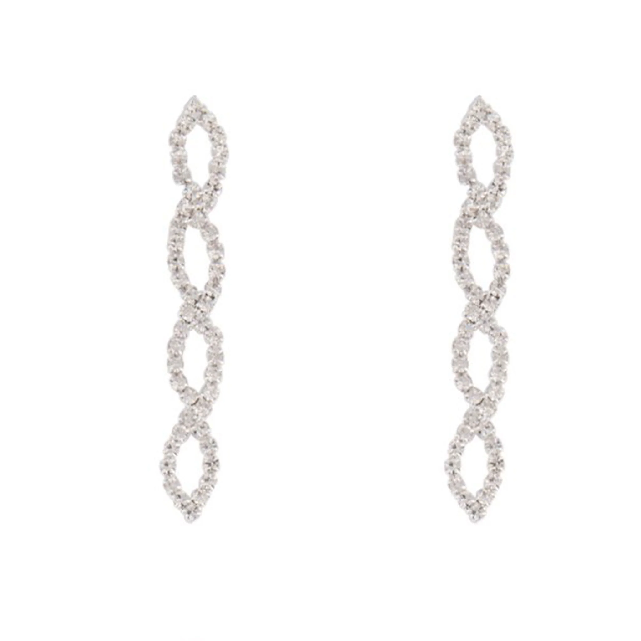 Silver Diamante Leaf Earrings Necklace Set - Image 4