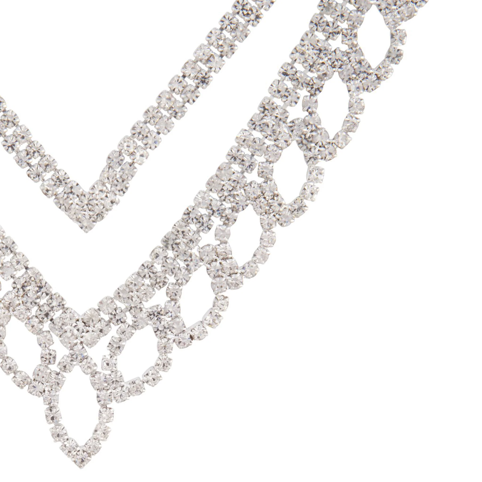 Silver Diamante Leaf Earrings Necklace Set - Image 7