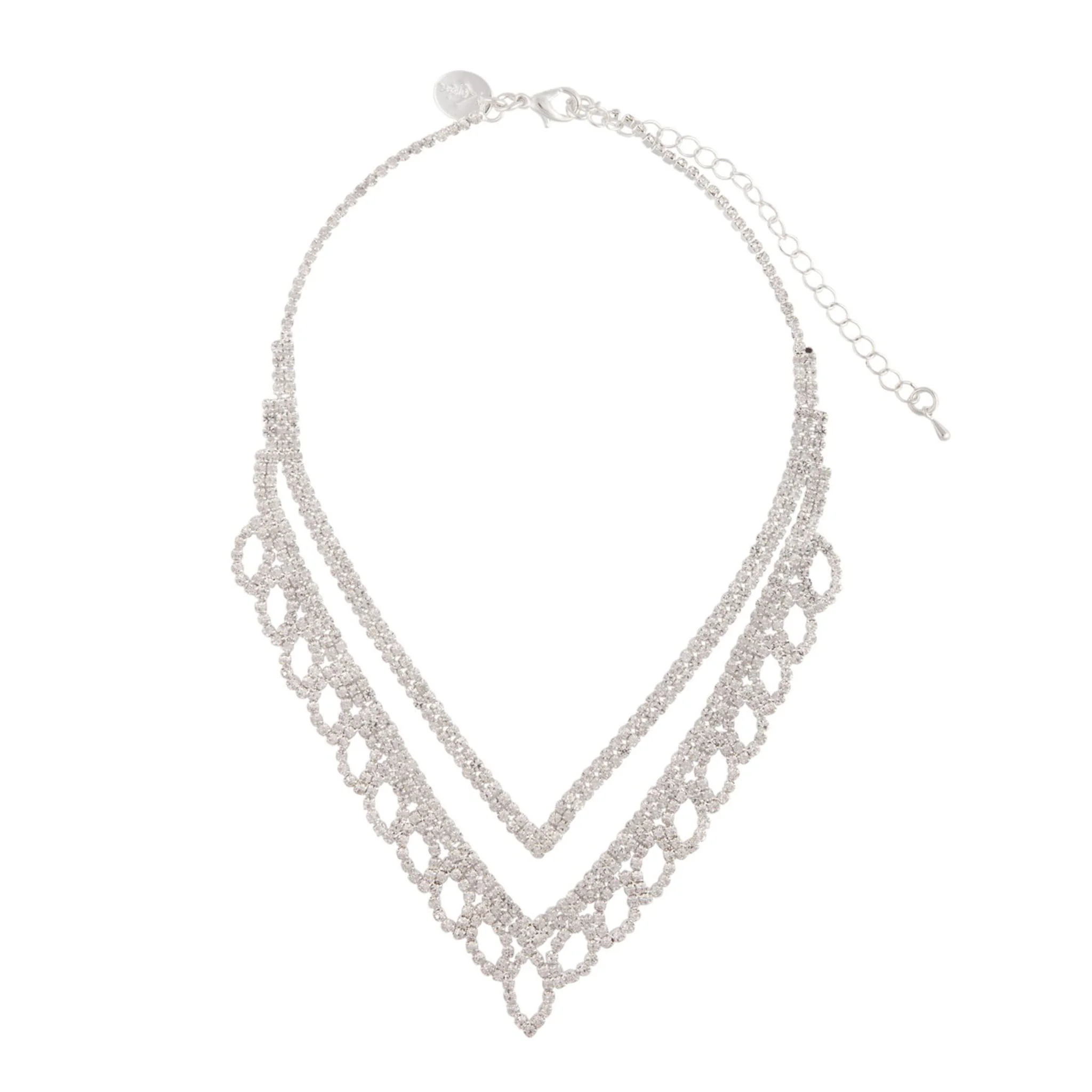 Silver Diamante Leaf Earrings Necklace Set - Image 9