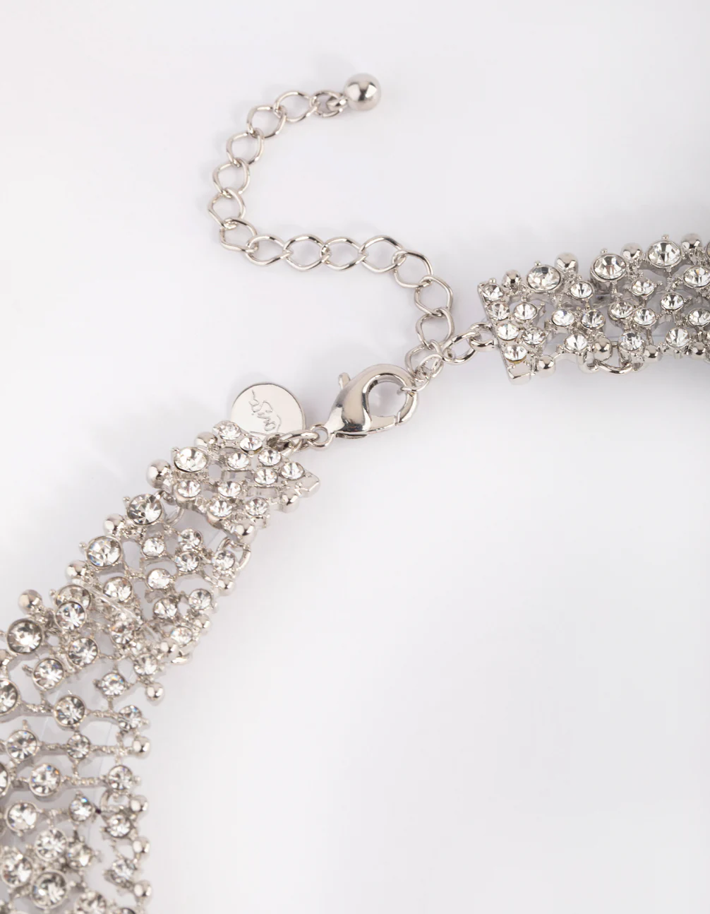 Silver Graduated Diamante Collar Necklace - Image 3