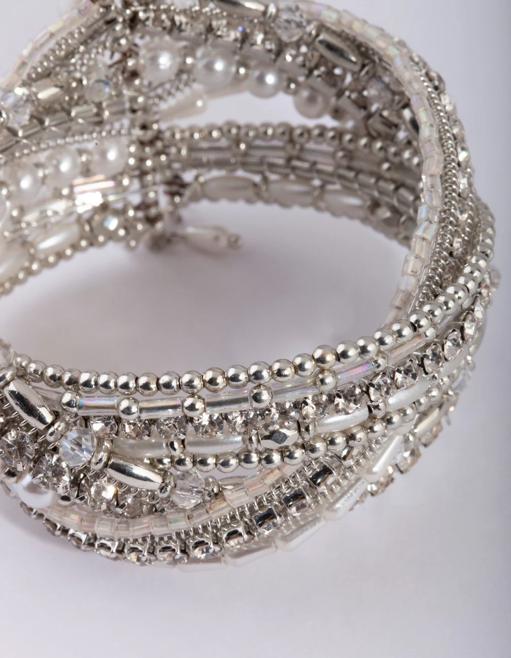 Silver Plated Multi Bead Cuff Bracelet - Image 3