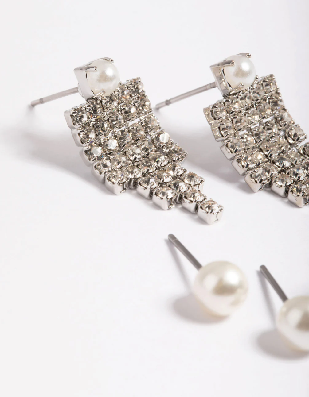 Silver Pearl Stud Mix Earrings Pack - Image 4