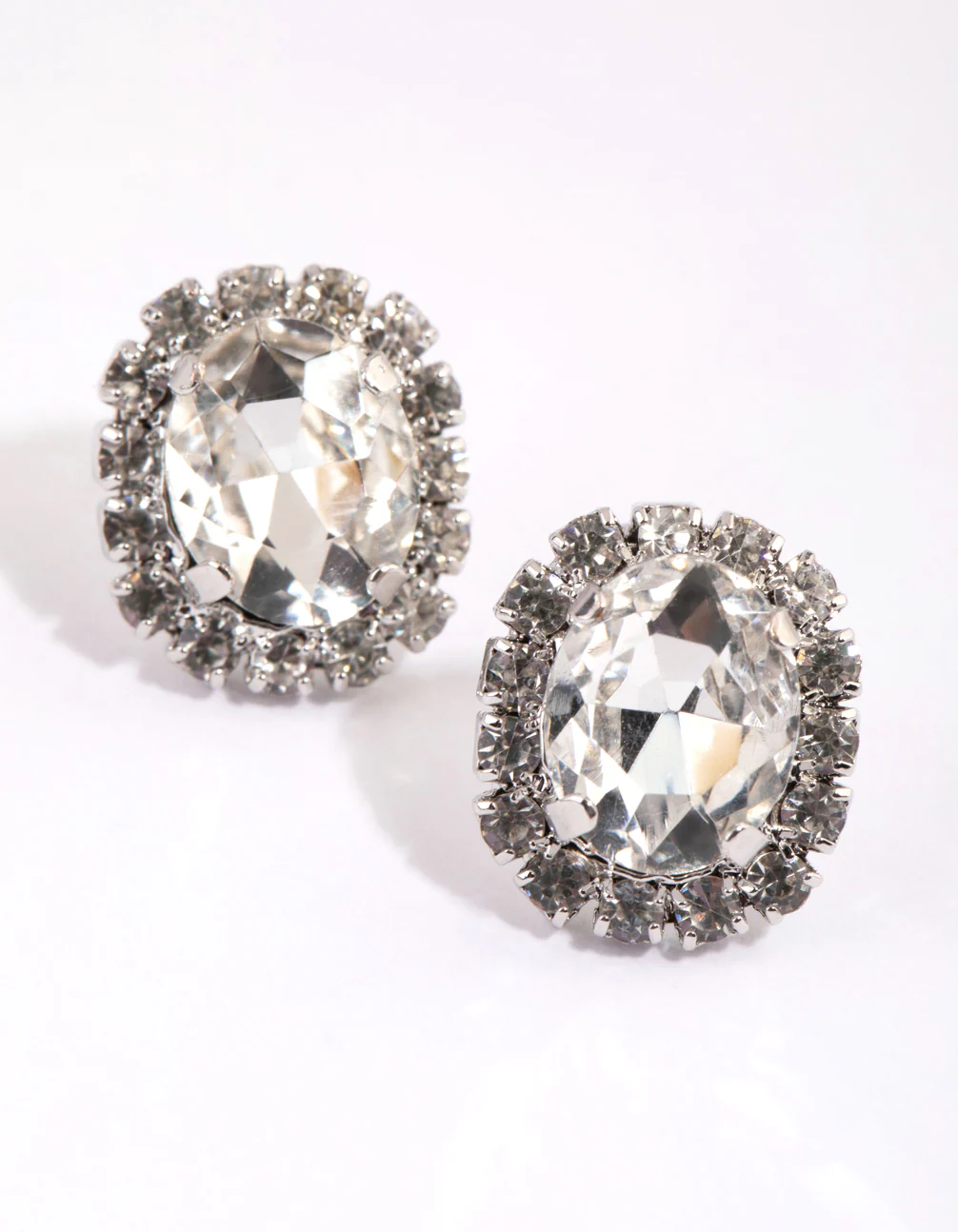 Rhodium Teardrop Surrounded Necklace & Earrings Set - Image 3