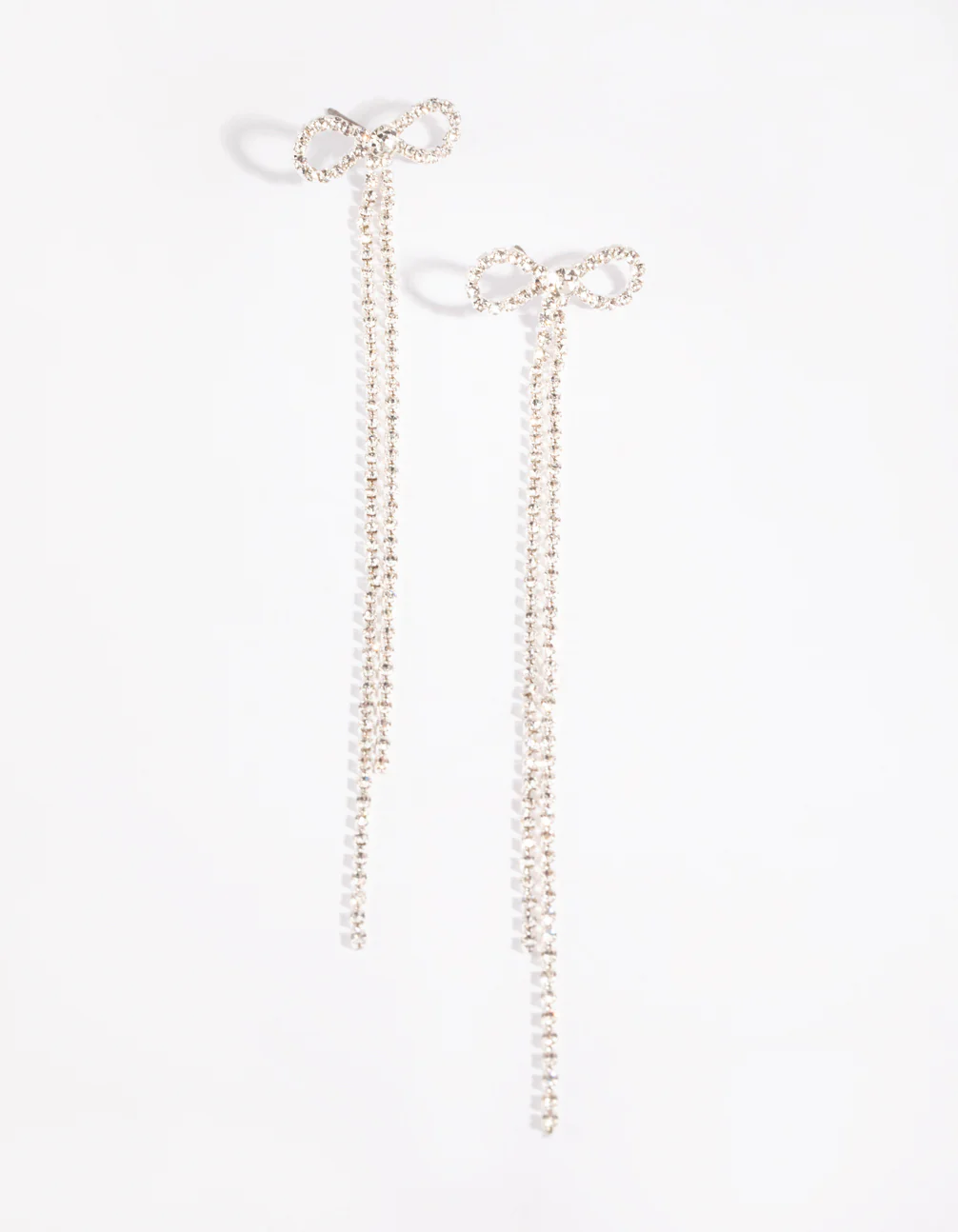 Silver Bow Cup Chain Drop Earrings