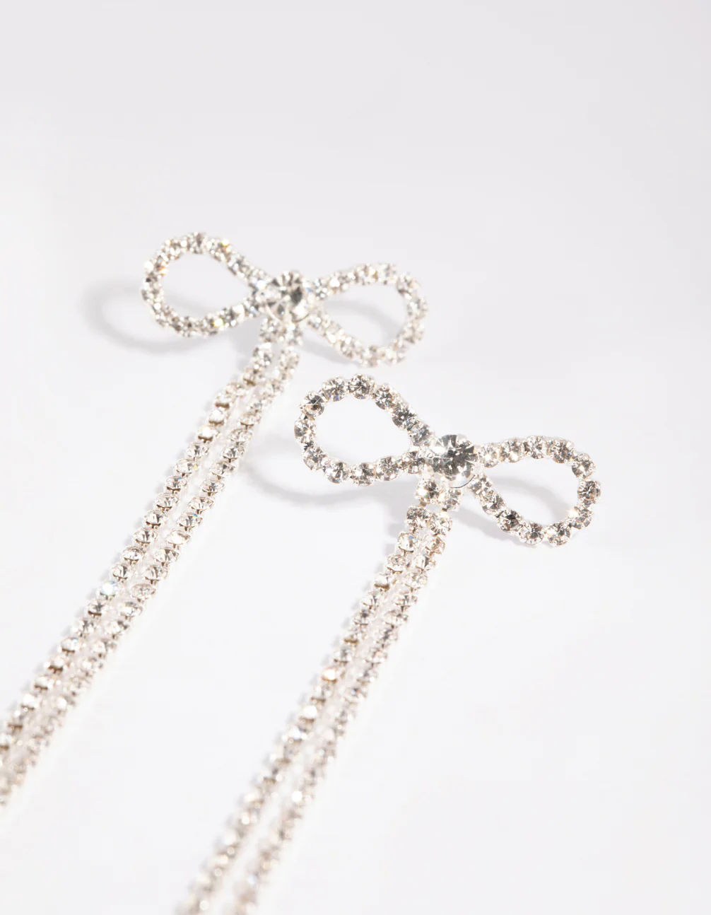 Silver Bow Cup Chain Drop Earrings - Image 2