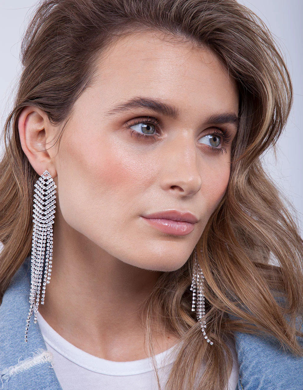 Silver Diamante Long Earrings - Image 5