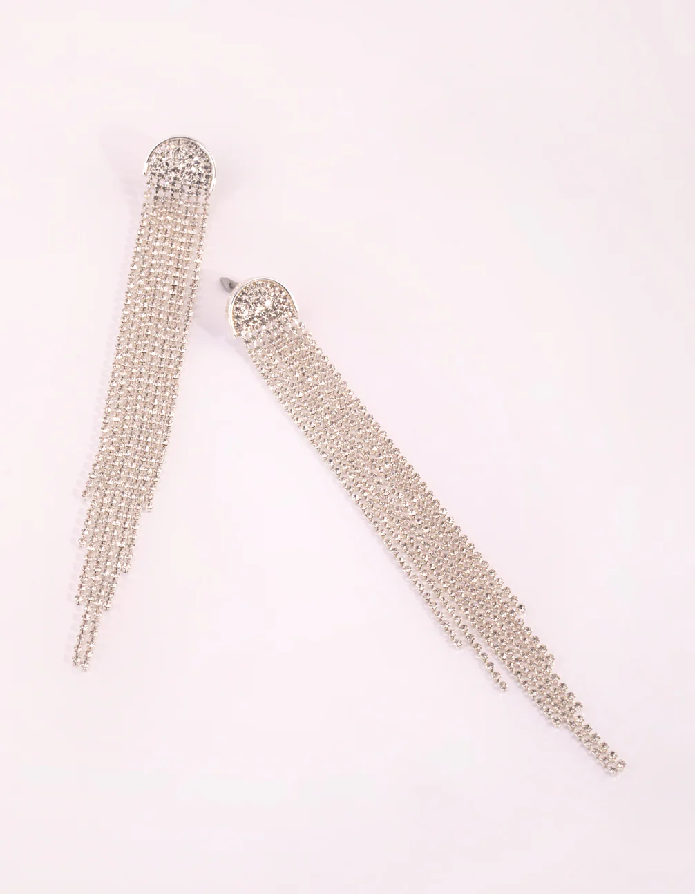 Silver Waterfall Diamante Drop Earrings - Image 3