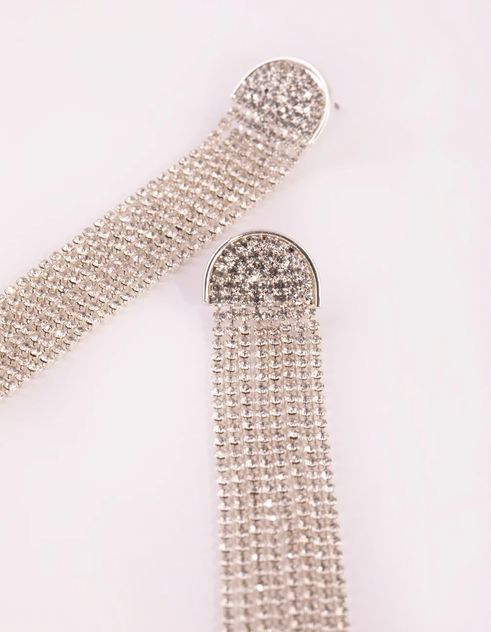 Silver Waterfall Diamante Drop Earrings - Image 4
