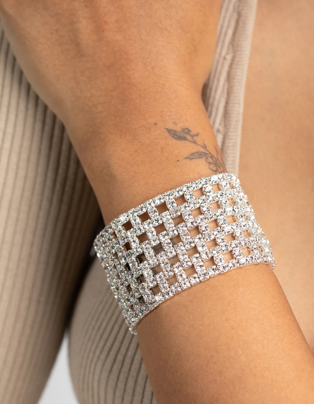 Silver Diamante Mesh Bracelet - Image 2