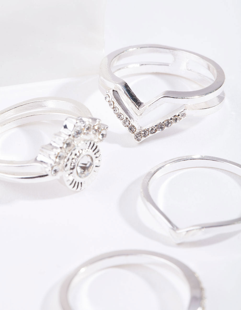 Silver Diamante Point Ring 7-Pack - Image 2