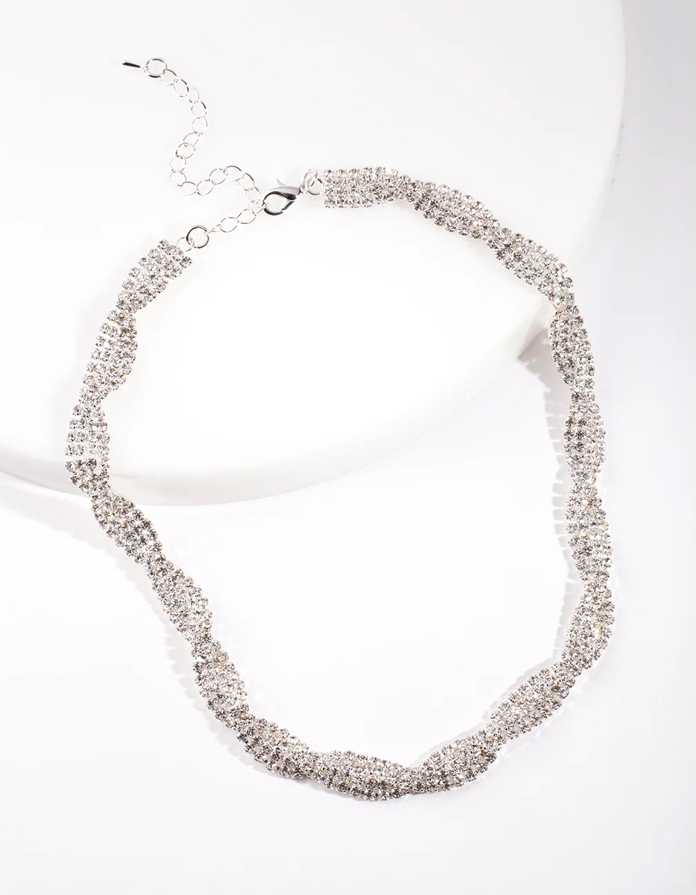Silver Diamante Twist Necklace - Image 2