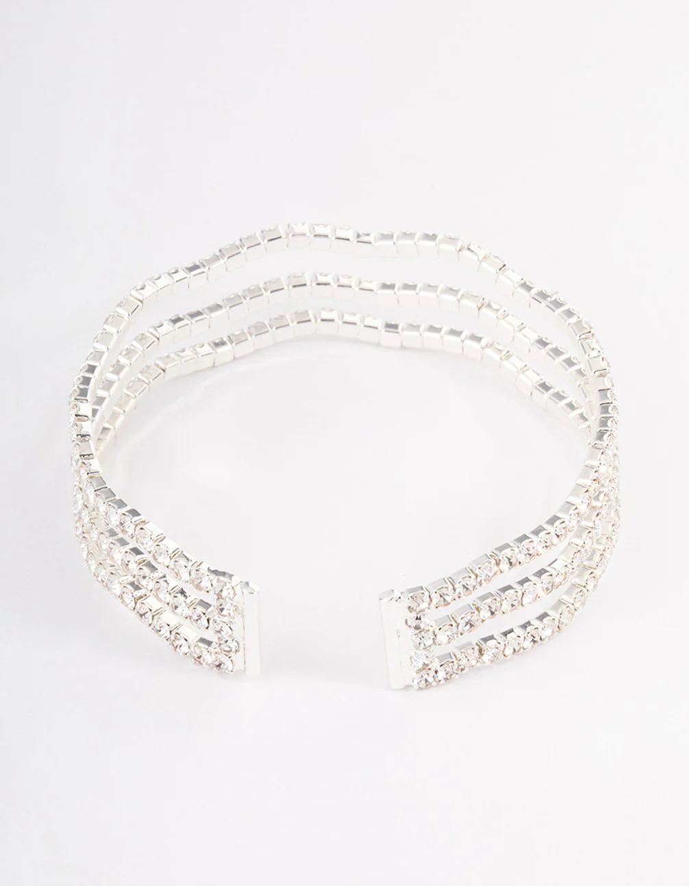 Silver Diamante Wave Cupchain Wrist Cuff - Image 3