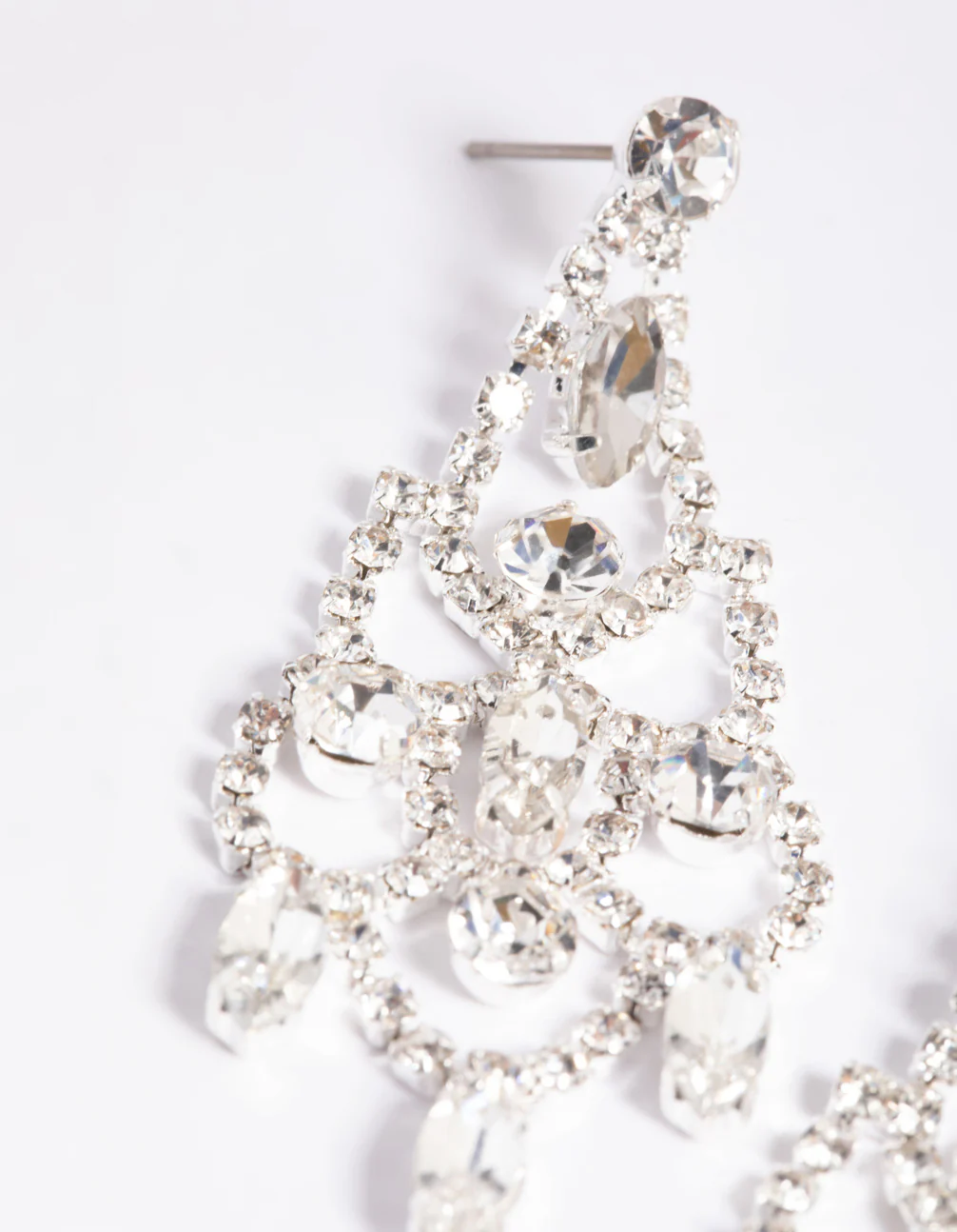 Silver Diamante Layered Drop Earrings - Image 3
