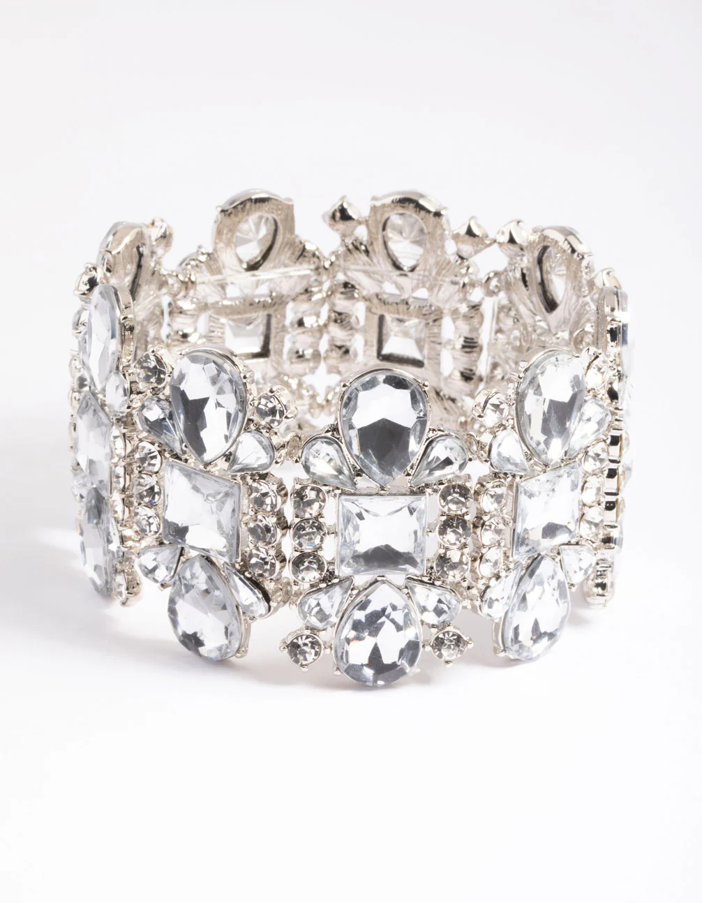 Silver Large Mix Stone Statement Bracelet - Image 2