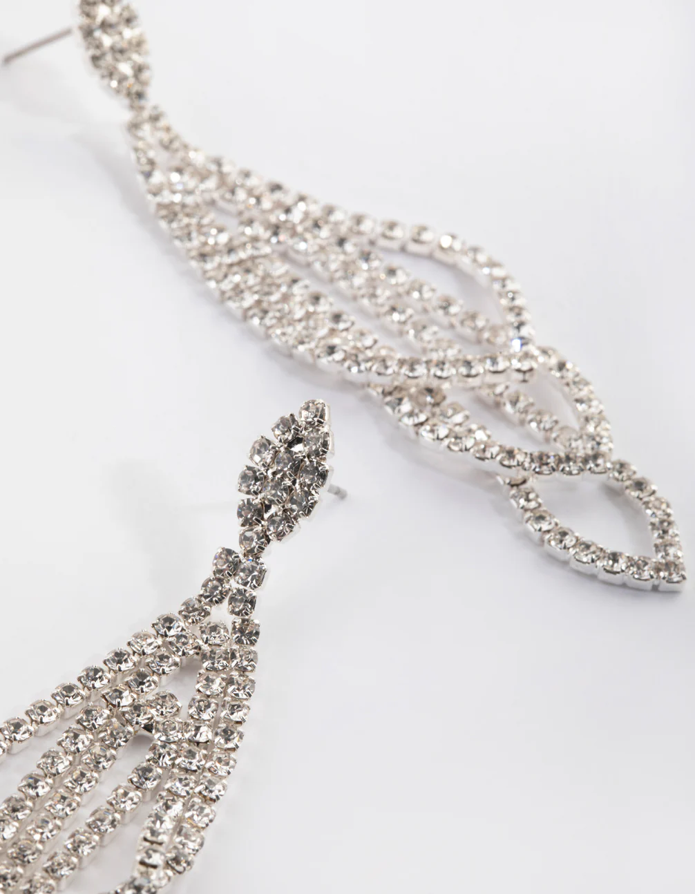 Silver Layered Geometric Chain Earrings - Image 3