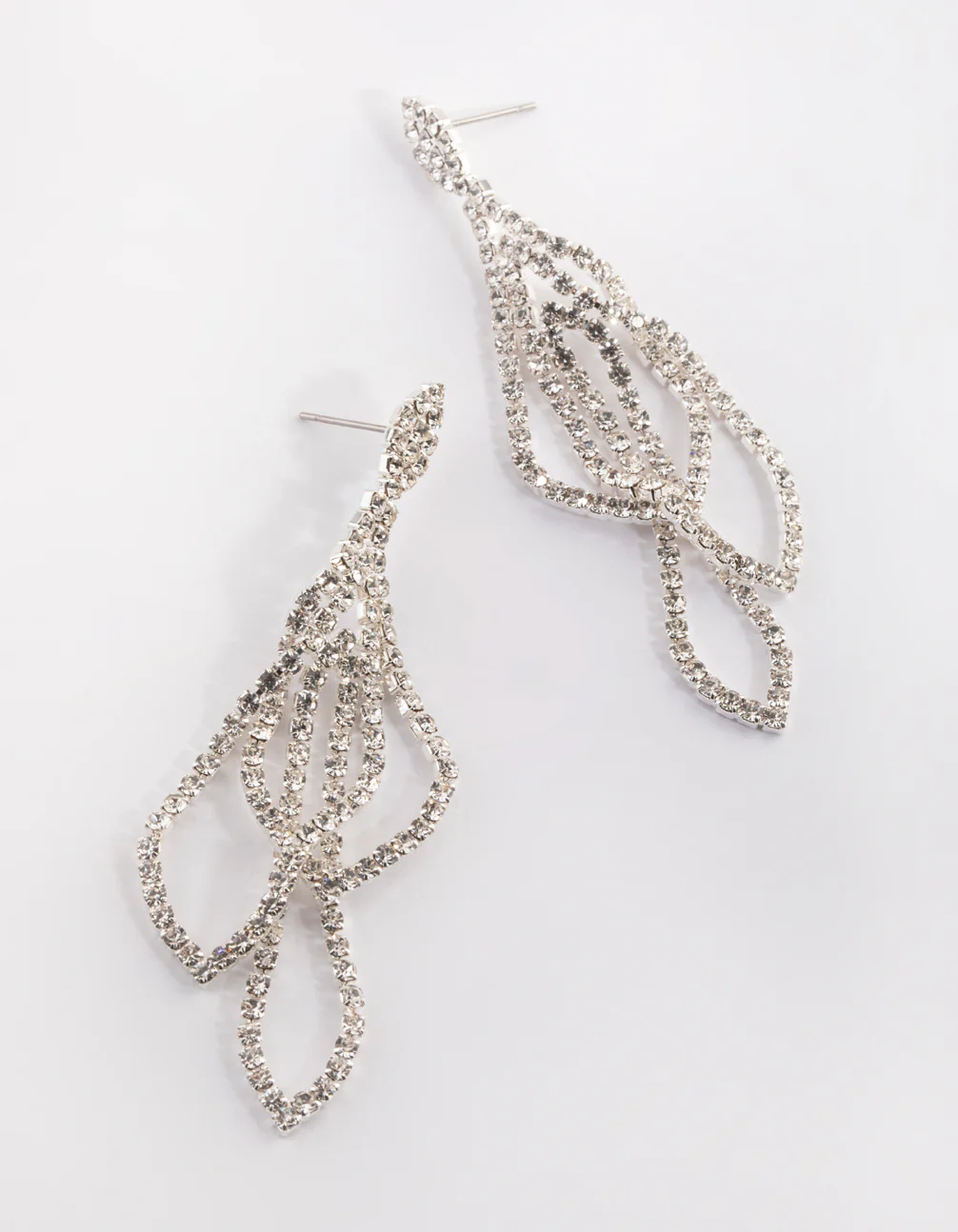 Silver Layered Geometric Chain Earrings - Image 4
