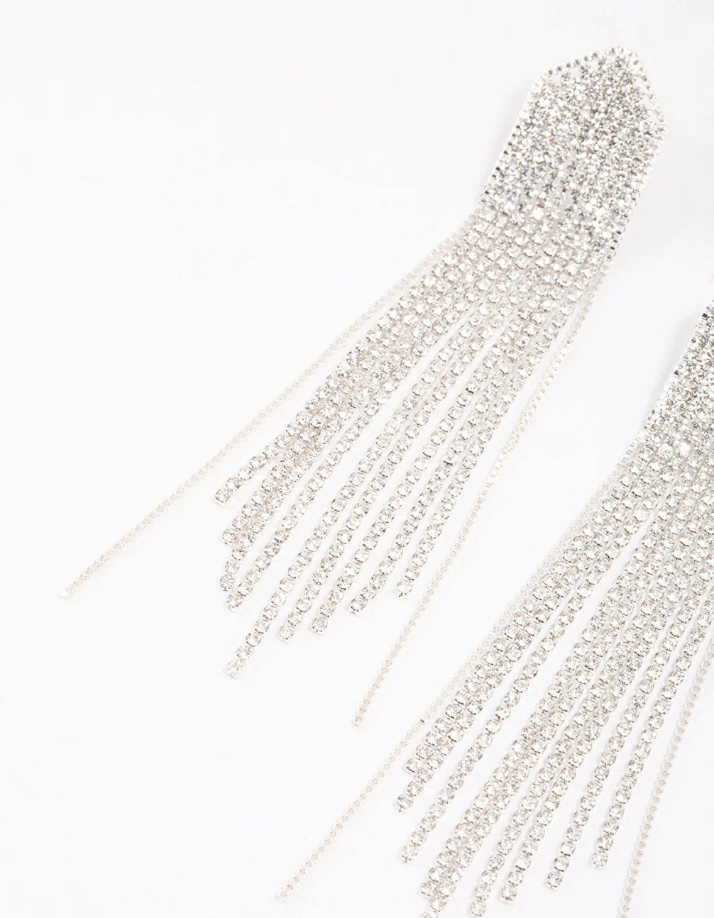 Silver Multi Chain Pointed Drop Earrings - Image 2