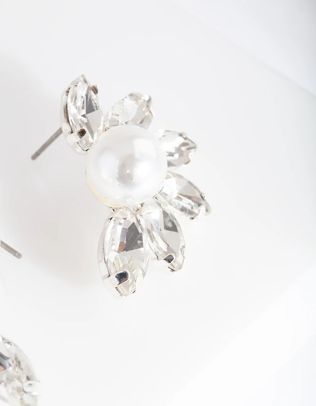 Silver Pearl Statement Stud Earrings - Image 3