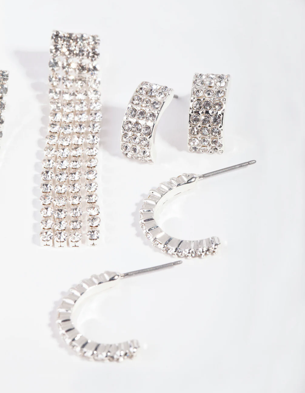 Silver Diamante Fringe Earring Pack - Image 3