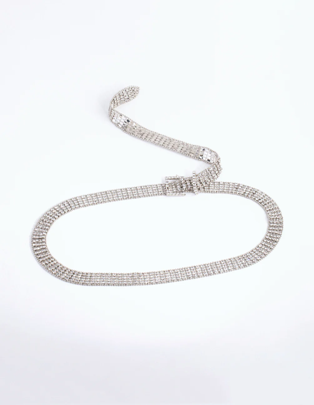 Silver Thin Diamante Belt