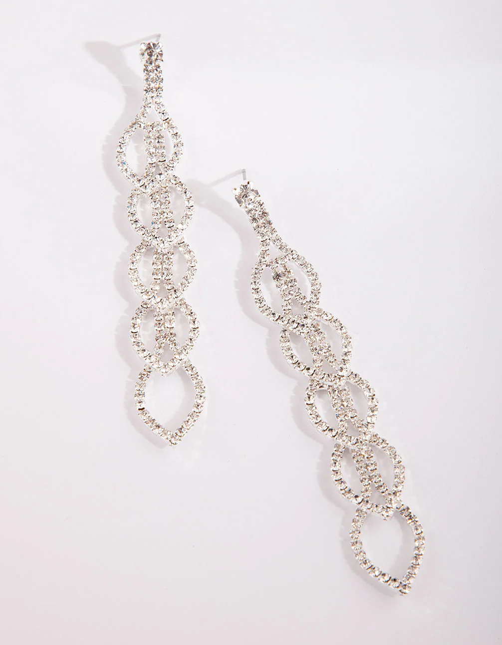 Silver Crystal Gradual Leaf Earrings