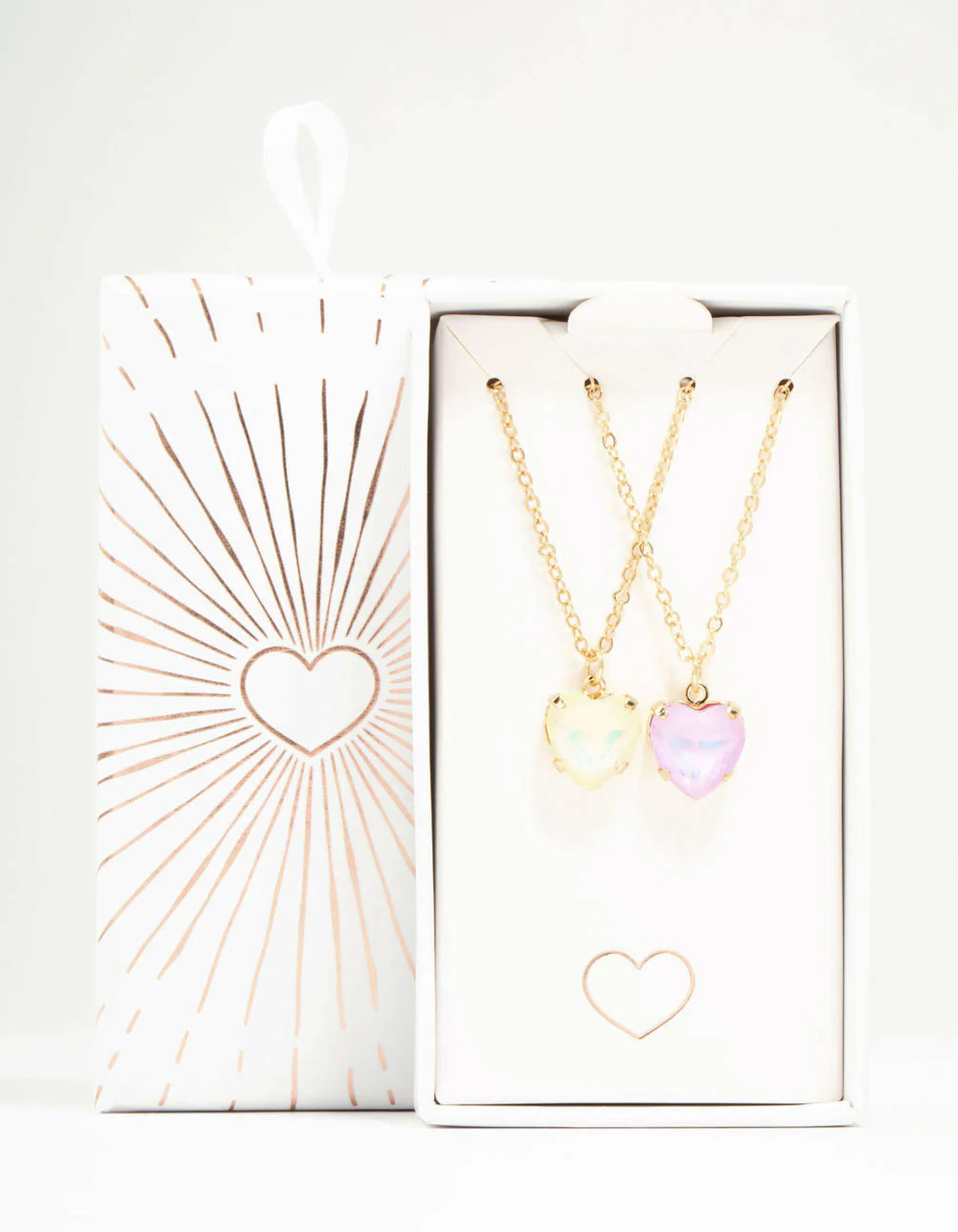 Gold Diamante Heart Necklaces 2-Pack - Image 3