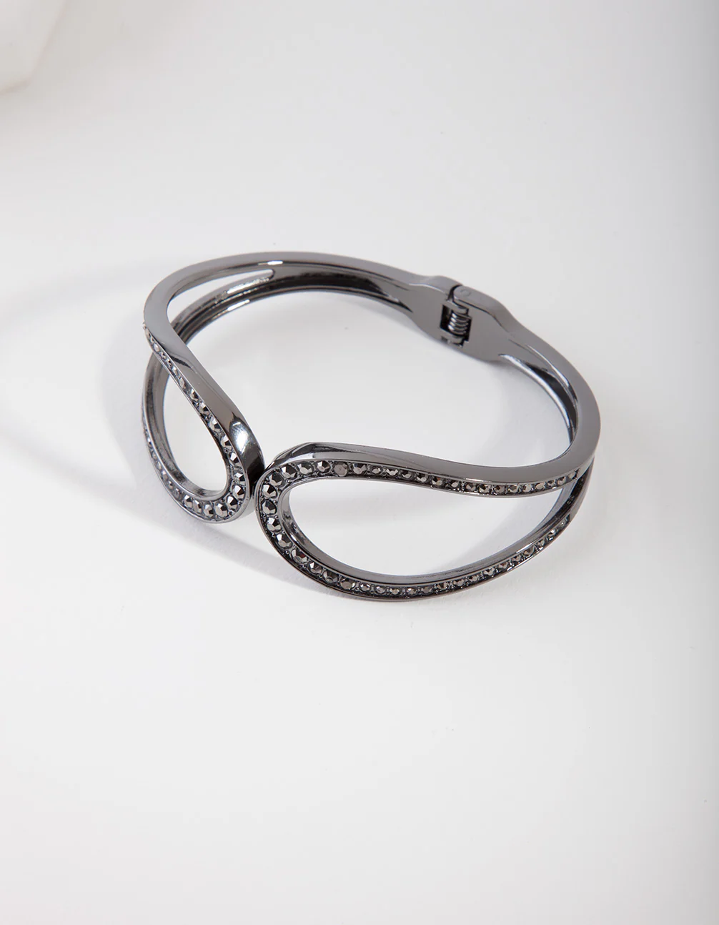 Gunmetal Diamante Loop Clamp Bracelet - Image 3