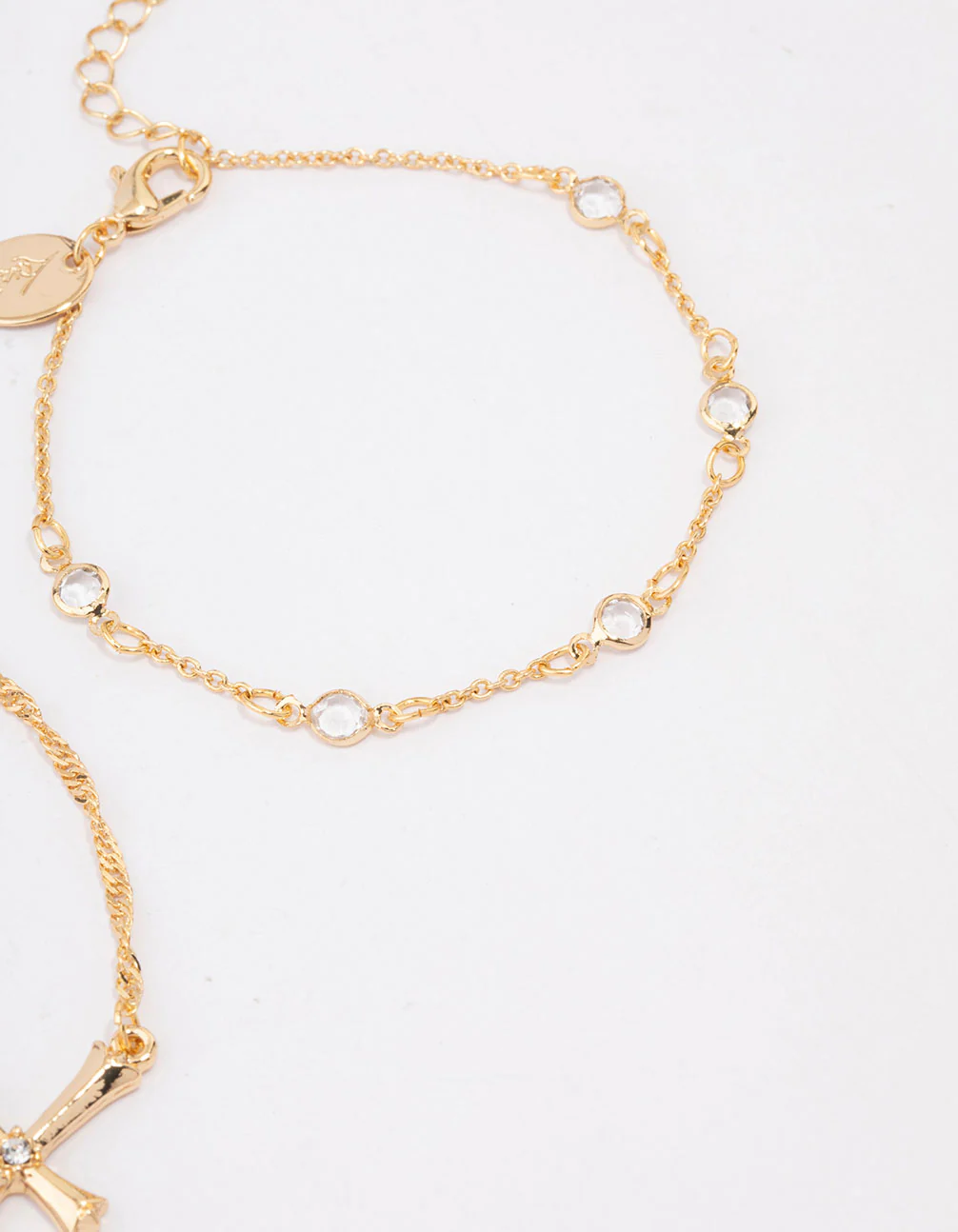 Gold Plated Diamante Cross Twisted Bracelet - Image 3