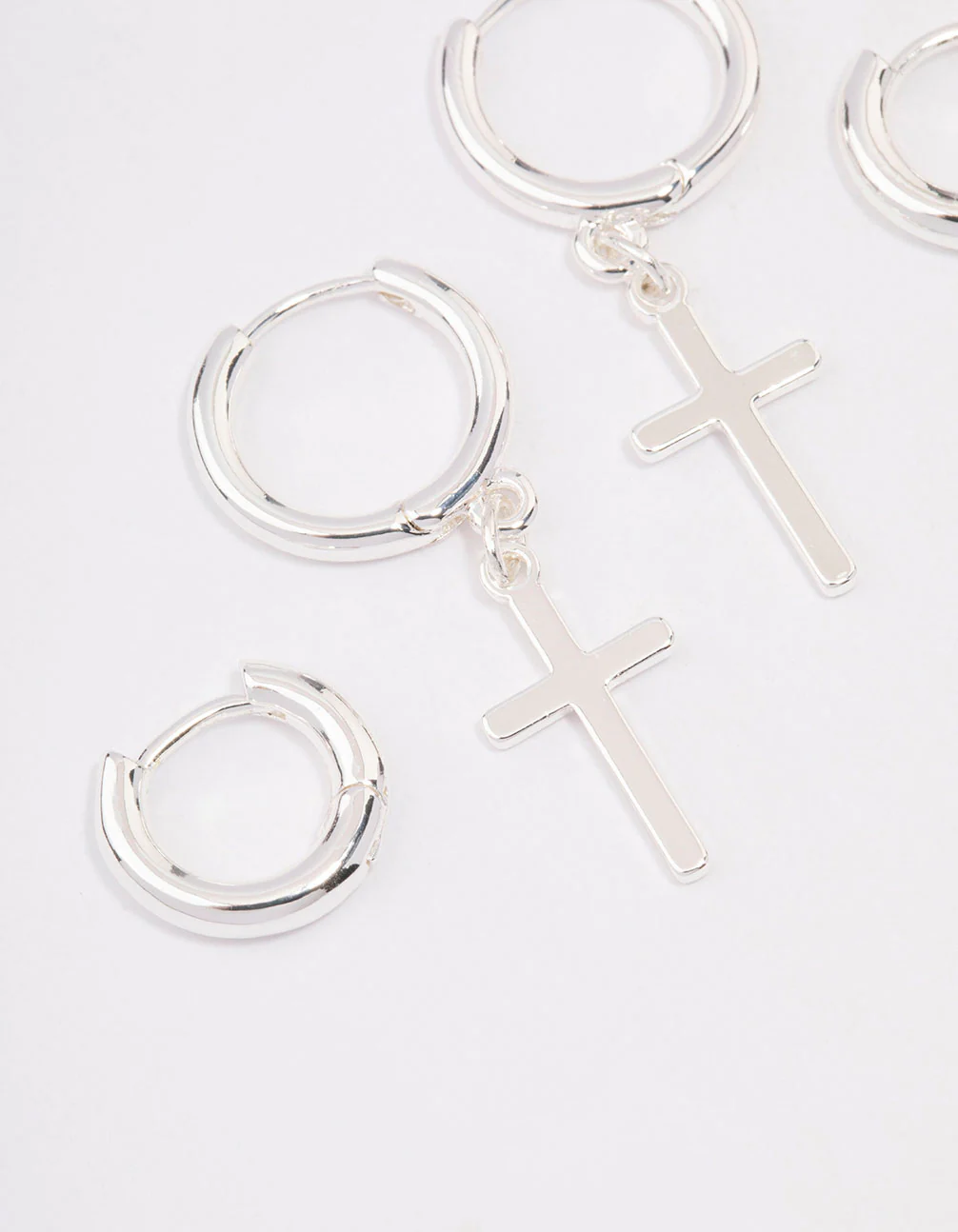 Silver Plated Cross Huggie Earring Pack - Image 2