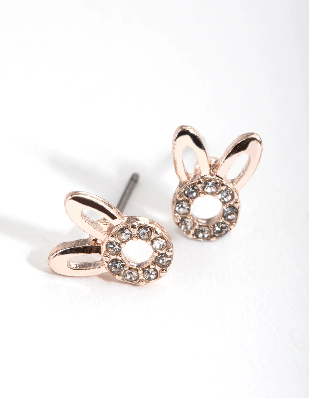 Kids Rose Gold Diamante Bunny Necklace & Earrings - Image 3