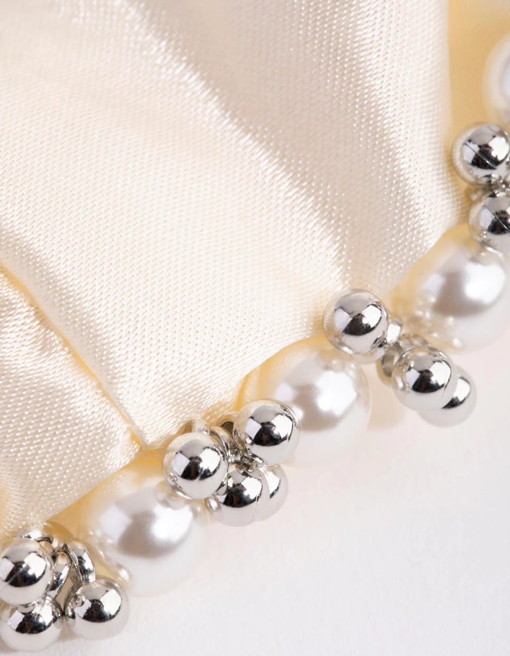 Embellished Cream Satin Scrunchie - Image 3