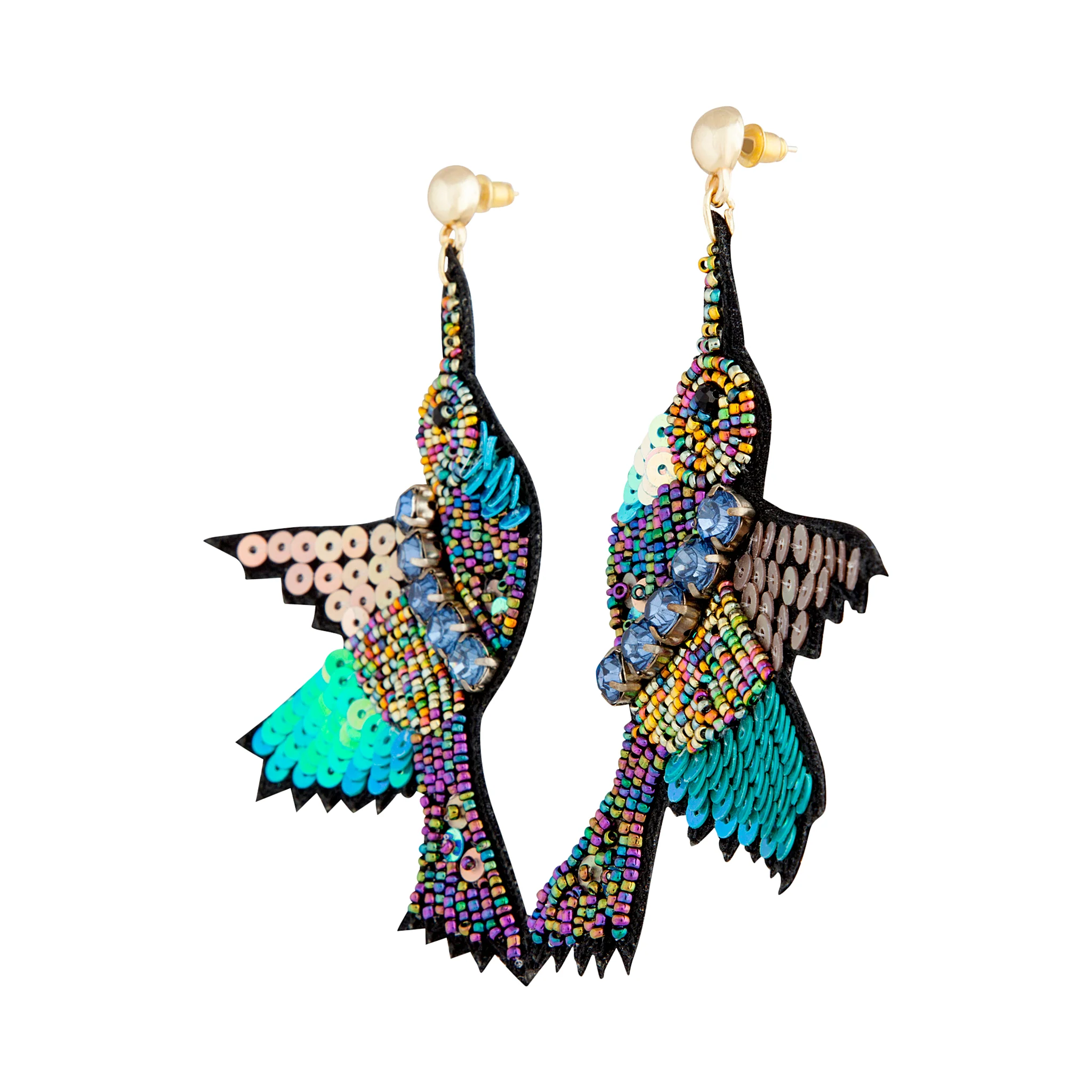 Sequin Hummingbird Statement Earrings - Image 2