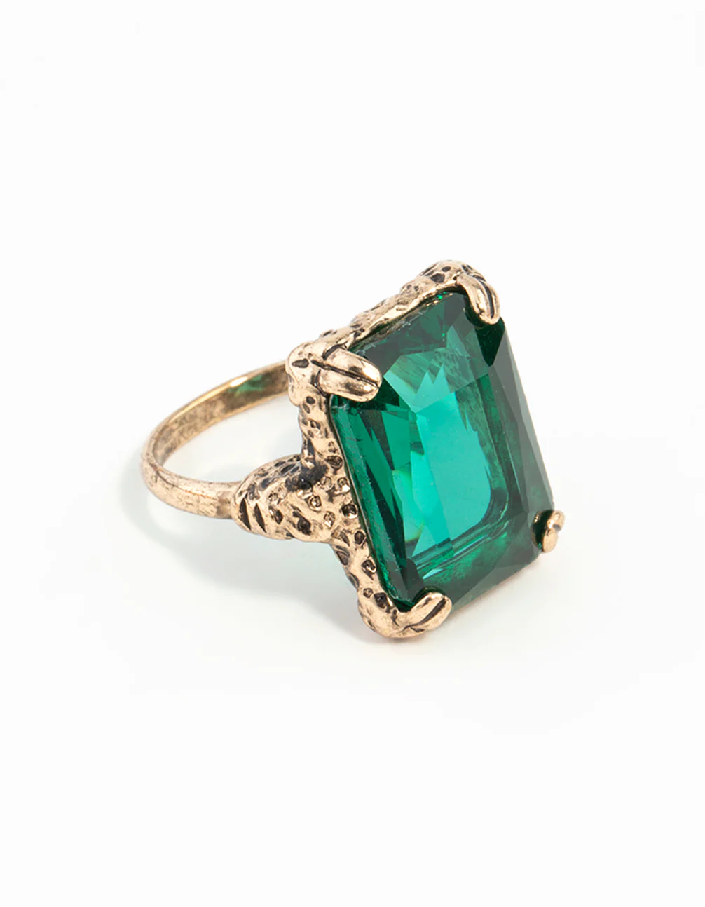 Emerald Square Cut Stone On Gold Band - Image 37