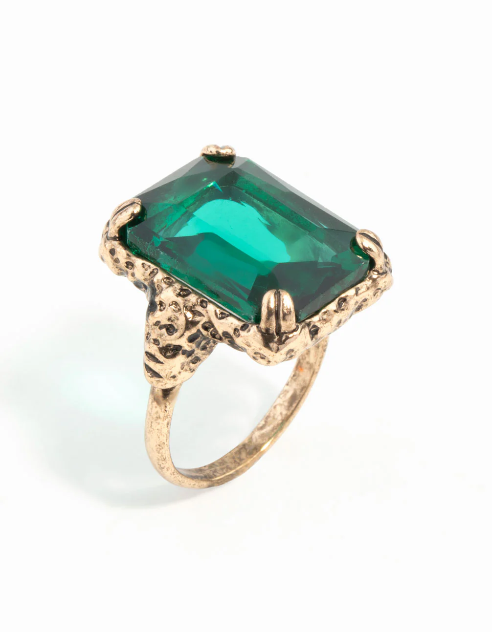 Emerald Square Cut Stone On Gold Band - Image 42