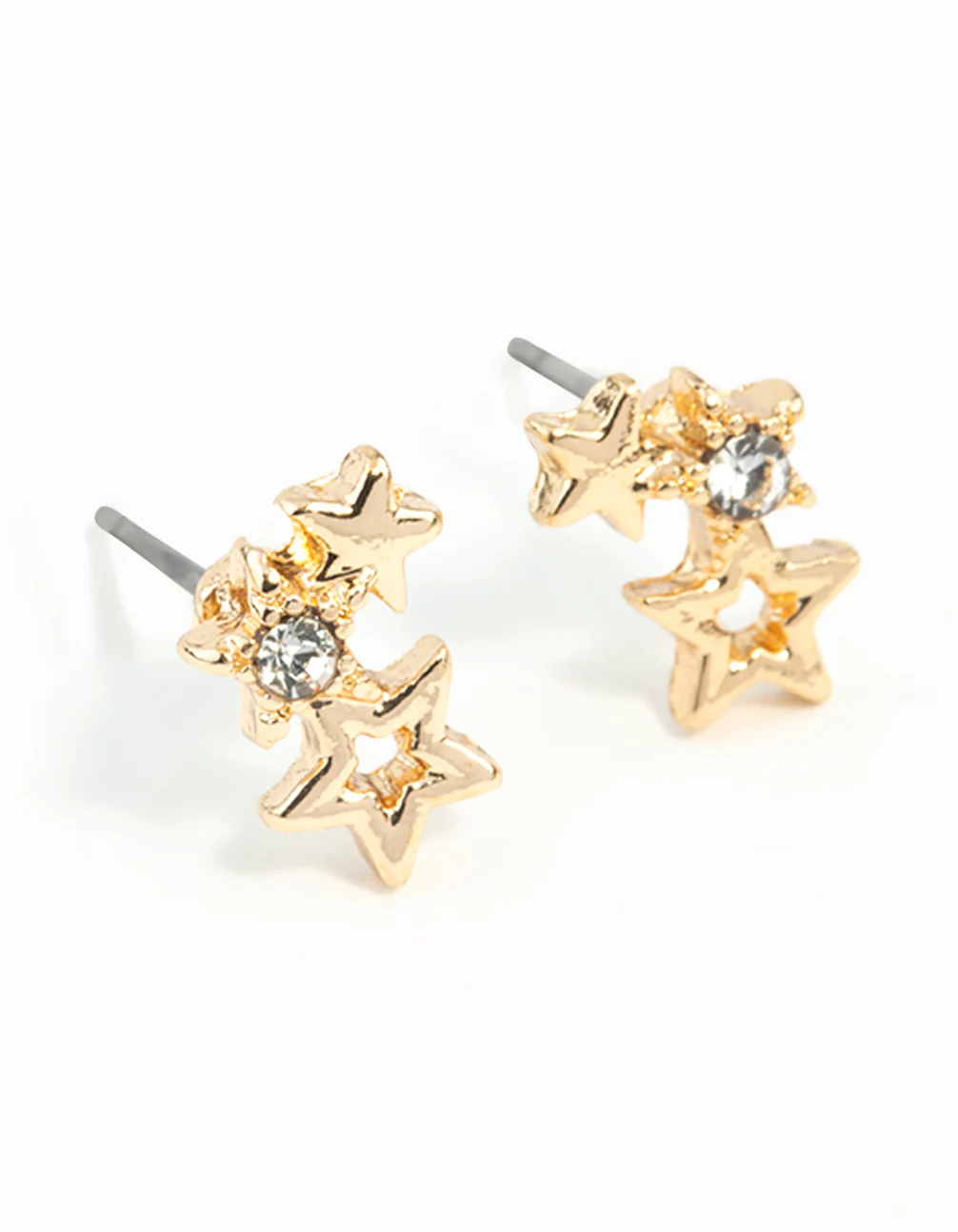Gold Mini Star Cluster Stud Earrings - Image 2