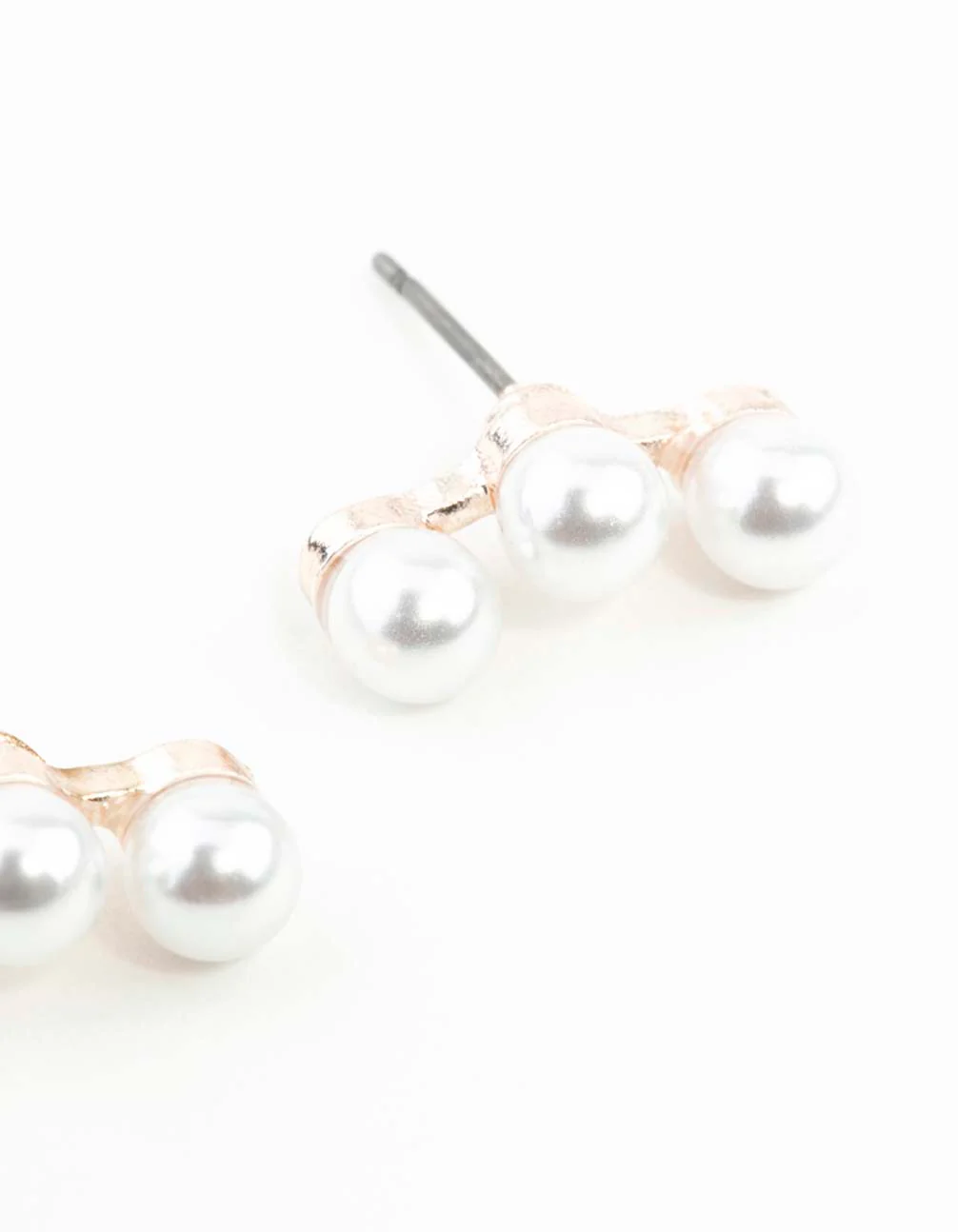 Rose Gold Pearl Crawler Stud Earrings - Image 34